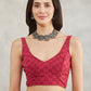 Janasya Rust Linen Blend Batik Printed Saree | Swadesiicart