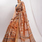 Janasya Brown Linen Blend Ethnic Motifs Printed Saree | Swadesiicart