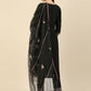 Black Embroidered Chinon Straight Kurta With Trouser & Dupatta - Salimar