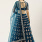 House of Panchhi Teal Net Semi stitched Mirror and Coding Work Lehenga Choli | Swadesiicart