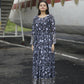 Aayaa Printed Faux Georgette with Embroidery Zari Sequins work Gown - Black