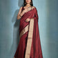 Vishnu Weaves Women's Maroon Raw Silk Zari Woven Saree with Blouse - Swadesiicart