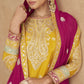 Anaita Yellow Chiffon Suit with Embroidery Coding Sequence Work