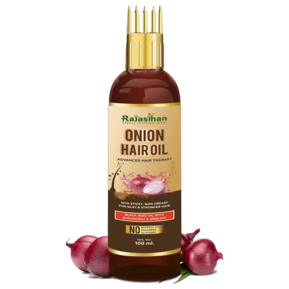Rajasthan Herbals Onion Hair Oil & Hair Growth Stimulator Capsule Combo | Swadesiicart