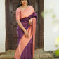 NOZ2TOZ Women Banarasi Silk Woven Saree With Blouse Piece - Purple | Swadesiicart