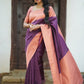 NOZ2TOZ Women Banarasi Silk Woven Saree With Blouse Piece - Purple | Swadesiicart