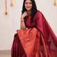 NOZ2TOZ Women Banarasi Silk Woven Saree With Blouse Piece - Maroon | Swadesiicart