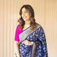 NOZ2TOZ Women Banarasi Silk Woven Saree With Blouse Piece - Blue | Swadesiicart