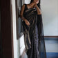 NOZ2TOZ Women Banarasi Silk Woven Saree With Blouse Piece - Black | Swadesiicart
