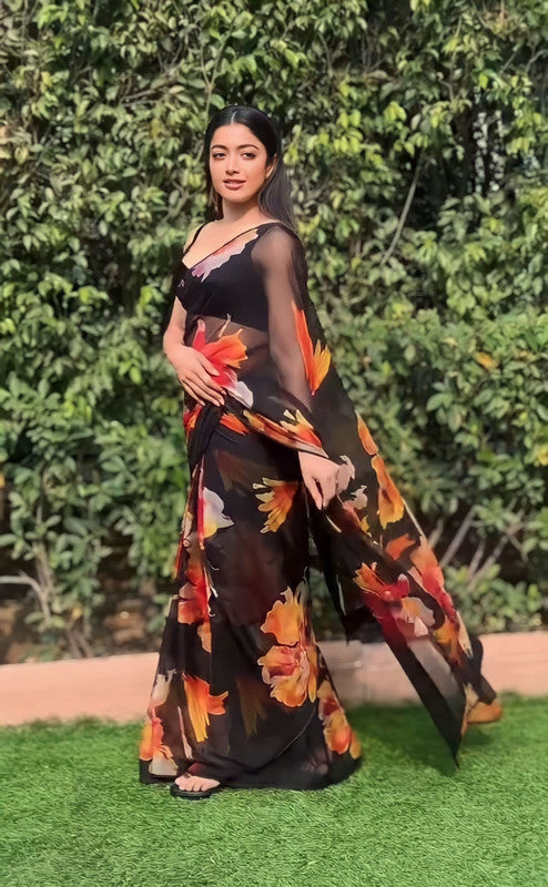 NOZ2TOZ Women Banarasi Silk Woven Saree With Blouse Piece - Black | Swadesiicart