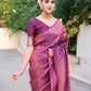 NOZ2TOZ Women Banarasi Silk Woven Saree With Blouse Piece - Wine | Swadesiicart