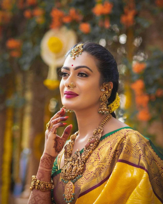 NOZ2TOZ Women Banarasi Silk Woven Saree With Blouse Piece - Yellow | Swadesiicart