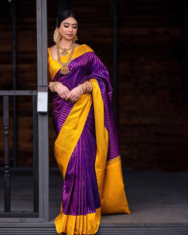 NOZ2TOZ Women Banarasi Silk Woven Saree With Blouse Piece - Magenta | Swadesiicart