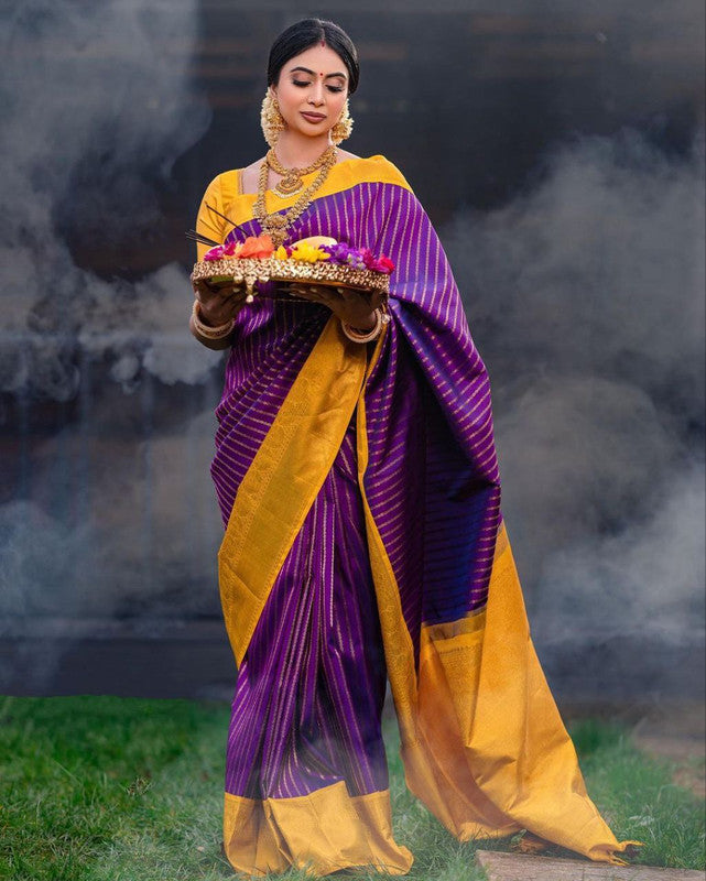NOZ2TOZ Women Banarasi Silk Woven Saree With Blouse Piece - Magenta | Swadesiicart