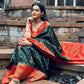 NOZ2TOZ Women Banarasi Silk Woven Saree With Blouse Piece - Green | Swadesiicart