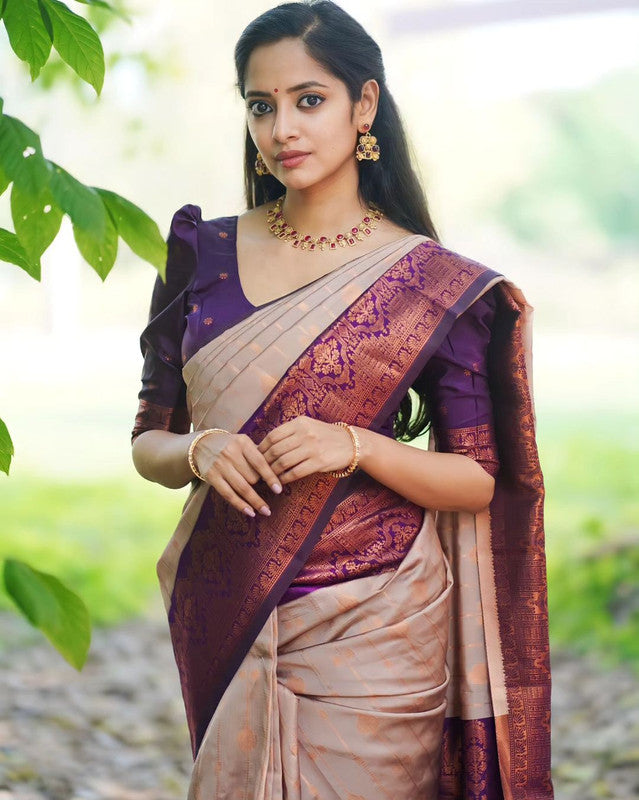 NOZ2TOZ Women Banarasi Silk Woven Saree With Blouse Piece - Grey | Swadesiicart