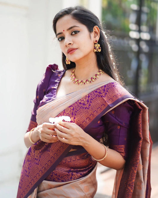 NOZ2TOZ Women Banarasi Silk Woven Saree With Blouse Piece - Grey | Swadesiicart