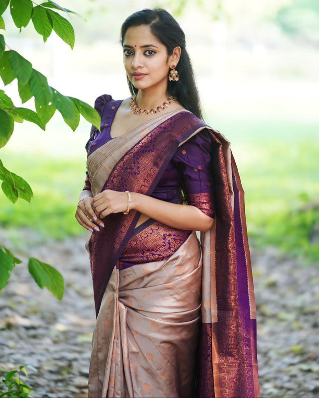 NOZ2TOZ Women Banarasi Silk Woven Saree With Blouse Piece - Grey | Swadesiicart