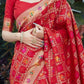 NOZ2TOZ Women Banarasi Silk Woven Saree With Blouse Piece - Maroon | Swadesiicart