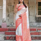 NOZ2TOZ Women Banarasi Silk Woven Saree With Blouse Piece - white | Swadesiicart