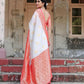 NOZ2TOZ Women Banarasi Silk Woven Saree With Blouse Piece - white | Swadesiicart