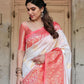 NOZ2TOZ Women Banarasi Silk Woven Saree With Blouse Piece - white | Swadesiicart
