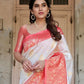 NOZ2TOZ Women Banarasi Silk Woven Saree With Blouse Piece - white | Swadesiicart