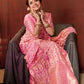 NOZ2TOZ Women Banarasi Silk Woven Saree With Blouse Piece - Pink | Swadesiicart