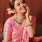NOZ2TOZ Women Banarasi Silk Woven Saree With Blouse Piece - Pink | Swadesiicart
