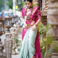 NOZ2TOZ Women Banarasi Silk Woven Saree With Blouse Piece - Pink | Swadesiicart