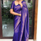 NOZ2TOZ Women Banarasi Silk Woven Saree With Blouse Piece - Royal Blue | Swadesiicart