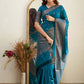 NOZ2TOZ Women Banarasi Silk Woven Saree With Blouse Piece - Firozi | Swadesiicart