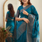 NOZ2TOZ Women Banarasi Silk Woven Saree With Blouse Piece - Firozi | Swadesiicart