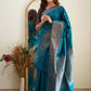 NOZ2TOZ Women Banarasi Silk Woven Saree With Blouse Piece - Firozi | Swadesiicart