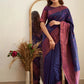 NOZ2TOZ Women Banarasi Silk Woven Saree With Blouse Piece - Navy Blue | Swadesiicart