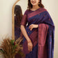 NOZ2TOZ Women Banarasi Silk Woven Saree With Blouse Piece - Navy Blue | Swadesiicart