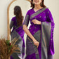 NOZ2TOZ Women Banarasi Silk Woven Saree With Blouse Piece - Purple | Swadesiicart