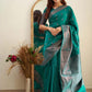 NOZ2TOZ Women Banarasi Silk Woven Saree With Blouse Piece - Rama | Swadesiicart
