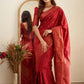 NOZ2TOZ Women Banarasi Silk Woven Saree With Blouse Piece - Red | Swadesiicart