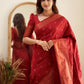 NOZ2TOZ Women Banarasi Silk Woven Saree With Blouse Piece - Red | Swadesiicart