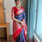 NOZ2TOZ Women Banarasi Silk Woven Saree With Blouse Piece - Blue | Swadesiicart