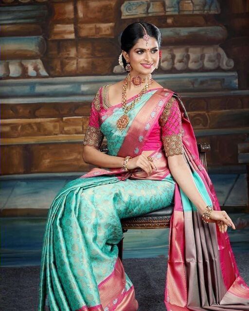 NOZ2TOZ Women Banarasi Silk Woven Saree With Blouse Piece - Sky Blue | Swadesiicart