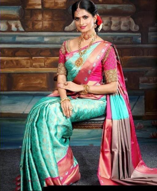 NOZ2TOZ Women Banarasi Silk Woven Saree With Blouse Piece - Sky Blue | Swadesiicart