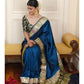 NOZ2TOZ Women Banarasi Silk Woven Saree With Blouse Piece - Blue | Swadesiicart