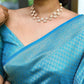 NOZ2TOZ Women Banarasi Silk Woven Saree With Blouse Piece - Sky Blue | Swadesiicart