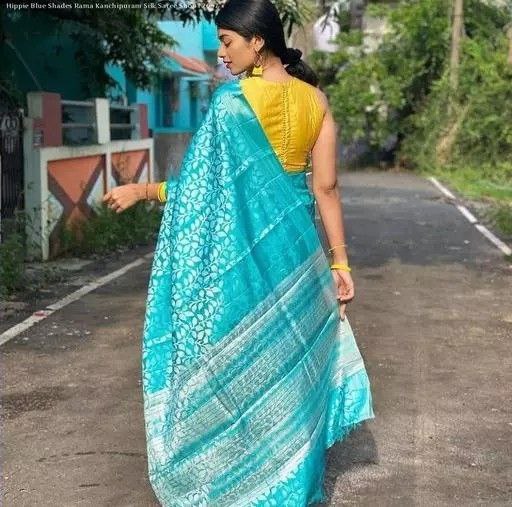 NOZ2TOZ Women Banarasi Silk Woven Saree With Blouse Piece - Sky Blue | Swadesiicart