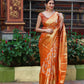 NOZ2TOZ Women Banarasi Silk Woven Saree With Blouse Piece - Orange | Swadesiicart