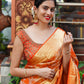 NOZ2TOZ Women Banarasi Silk Woven Saree With Blouse Piece - Orange | Swadesiicart