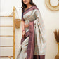 NOZ2TOZ Women Banarasi Silk Woven Saree With Blouse Piece - Cream | Swadesiicart