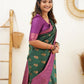 NOZ2TOZ Women Banarasi Silk Woven Saree With Blouse Piece - Green | Swadesiicart